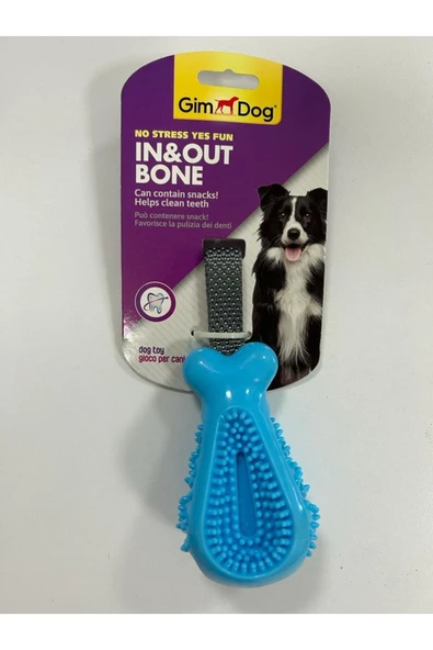 Gimdog Kemik Şeklinde Çekiştirmeli Köpek Ödül Oyuncağı Mavi