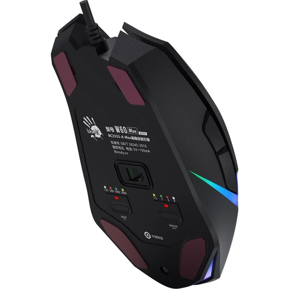 Bloody W60 Max 10.000 CPI 10 Tuş RGB 4M Bellek Ultra Core 3&4 Aktif Özel Yapım Optik Kablolu Oyuncu Mouse - 9
