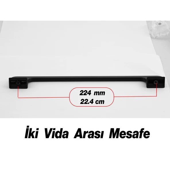 Afyon (224 mm - 22.4 cm) Siyah Gold Metal Mobilya Mutfak Çekmece Dolap Dolabı Kulbu Kulpu Kulpları - Resim 3