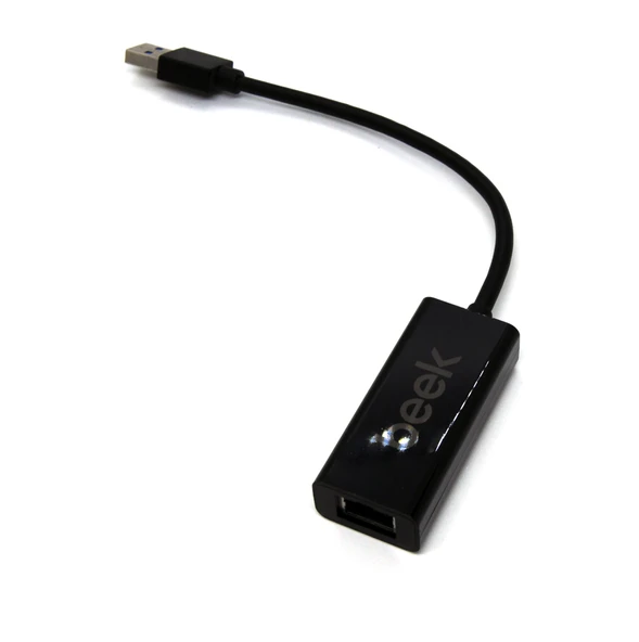 Beek USB 3.0 Gigabit Ethernet Adaptörü, 1 x 10/100/1000 RJ45 Dişi Yuva, USB-A Erkek Konnektör  (bilgisayar bağlantısı için), kablo uzunluğu 20 cm, siyah renk<br>
Beek USB 3.0 Gigabit 10/100/1000 - 1