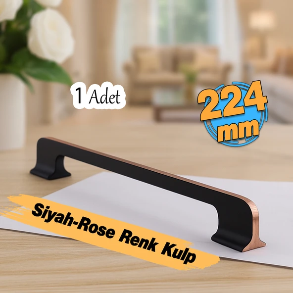 Afyon (224 mm - 22.4 cm) Siyah Rose Metal Mobilya Mutfak Çekmece Dolap Dolabı Kulbu Kulpu Kulpları - Resim 6