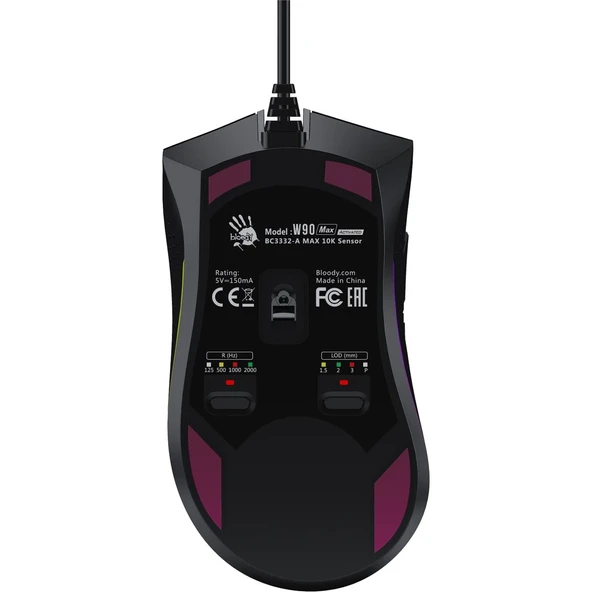 W90 Max 10.000 CPI 10 Tuş RGB 4M Bellek Ultra Core 3&4 Aktif Özel Yapım Optik Kablolu Siyah Oyuncu Mouse - 6