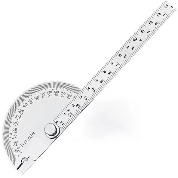 90x150 Mm Paslanmaz Çelik 180° Derece Çok Fonksiyonlu Marangoz Aleti Gönye Açı Ölçer Cetvel İletki ürün görseli