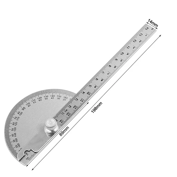 90x150 Mm Paslanmaz Çelik 180° Derece Çok Fonksiyonlu Marangoz Aleti Gönye Açı Ölçer Cetvel İletki - Resim 5