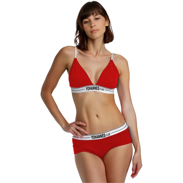 Yohannes Club, Kadın Pamuklu İç Çamaşırı Takımı (Üçgen Sütyen-Boyshort), Renk seçenekli - Resim 6