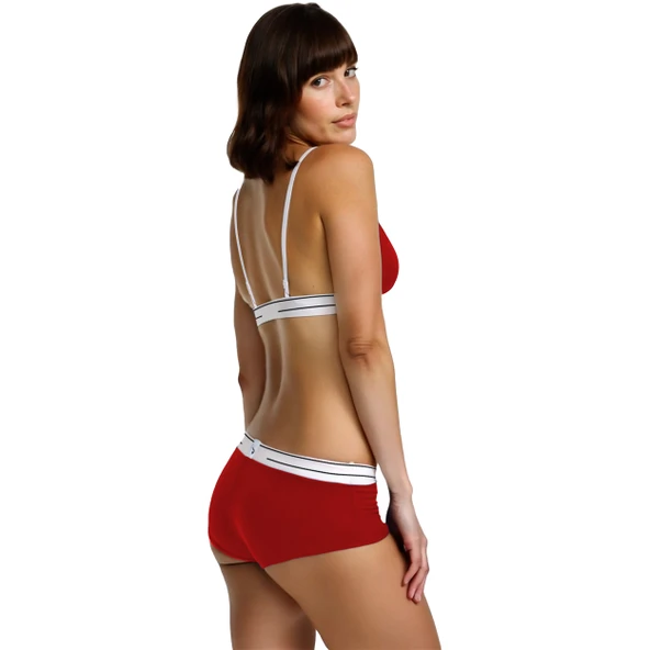 Yohannes Club, Kadın Pamuklu İç Çamaşırı Takımı (Üçgen Sütyen-Boyshort), Renk seçenekli - Resim 7