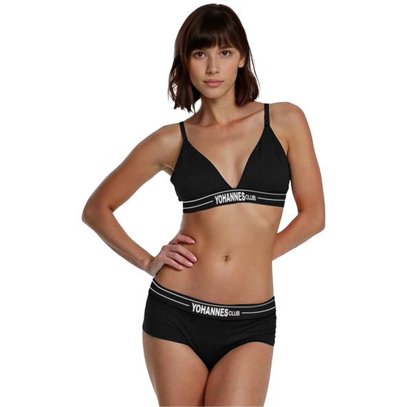 Yohannes Club, Kadın Pamuklu İç Çamaşırı Takımı (Üçgen Sütyen-Boyshort), Renk seçenekli - Resim 11