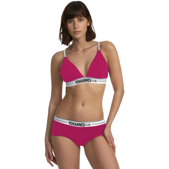 Yohannes Club, Kadın Pamuklu İç Çamaşırı Takımı (Üçgen Sütyen-Boyshort), Renk seçenekli ürün görseli