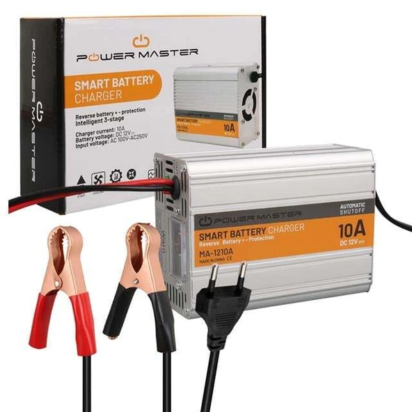PowerMaster MA-1210A 12 Volt - 10 Amper Akıllı Hızlı Akü Şarj Cihazı Analog Amper Göstergeli ürün görseli