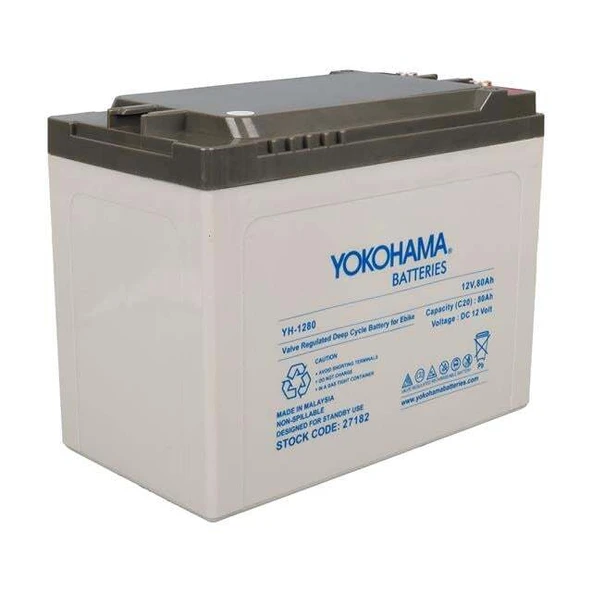 Yokohama YH-12.80 12 Volt - 80 Amper Elektrikli Bisiklet Aküsü (175 * 120 * 226 Mm)