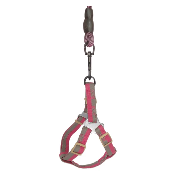 Köpek Göğüs Tasma Seti Dalga Desenli 2 cm*40-58 cm Mor-Pembe - 6