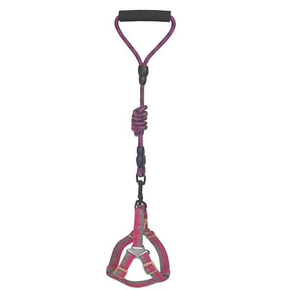 Köpek Göğüs Tasma Seti Dalga Desenli 2 cm*40-58 cm Mor-Pembe - 1
