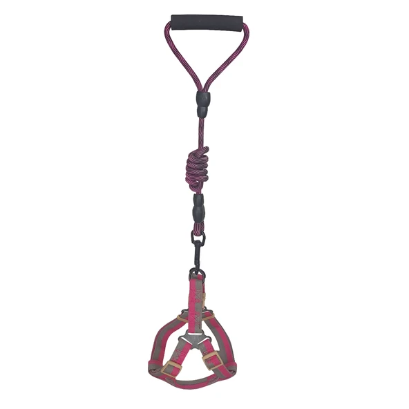 Köpek Göğüs Tasma Seti Dalga Desenli 2 cm*40-58 cm Mor-Pembe - 5