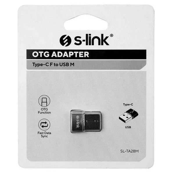 S-Link SL-TA28M Otg Çevirici TYPE-C Dişi TO USB Erkek Metal Gövdeli - Resim 2