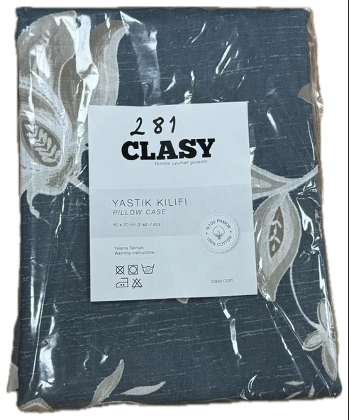 Clasy Ranforce %100 Pamuk 2 Adet Yastık Kılıfı Çiçek Desenli Koyu Yeşil - 2