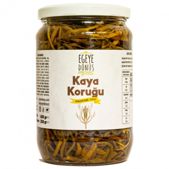 Kaya Koruğu Konserve Meze Salata Salamura Yemeğe Hazır Ege Otları Cam Kavanoz-720 cc.