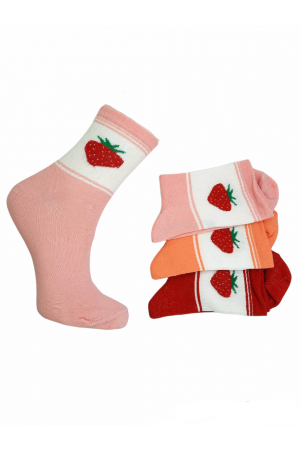 3 Çift  36-40 Kadın Pamuklu Renkli Kolej Çorap BT-0314