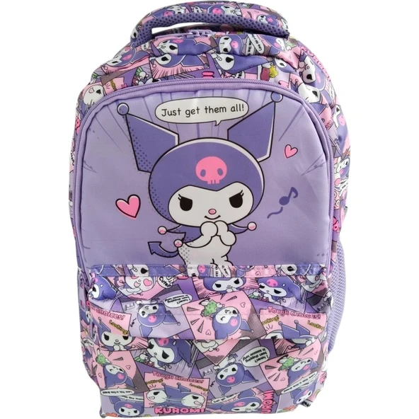 Orjinal Lisanslı Kuromi Okul Çantası Sırt Destekli 3 Gözlü Mor 3185 - Resim 2