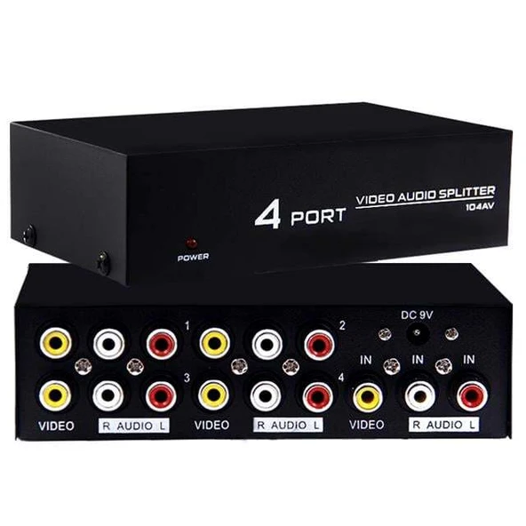 Powermaster AV-104 4 Port Video Audio Splitter ürün görseli 1