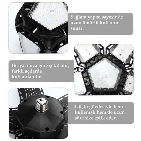 Ledx Ayarlanabilir Açılı 3 Kanatlı 72 Smd Ledli Galaxy Projektör Işığı 40W 4400 Lumen E27 32cm - 2