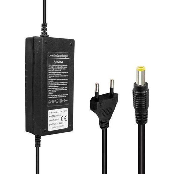 Powermaster Li-İon Lityum Piller İçin 54.6 Voltaj 2 Amper Elektrikli Bisiklet Şarj Cihazı