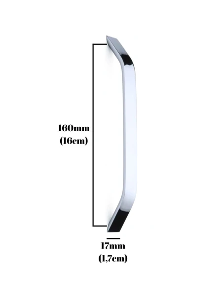 Şahin Krom Alüminyum Dolap Kulpu Mobilya ve Mutfak Dolap Kulpu(17MM)(KROM)(ALÜMİNYUM) Krom 160mm 160mm - 4 ADET - Resim 3