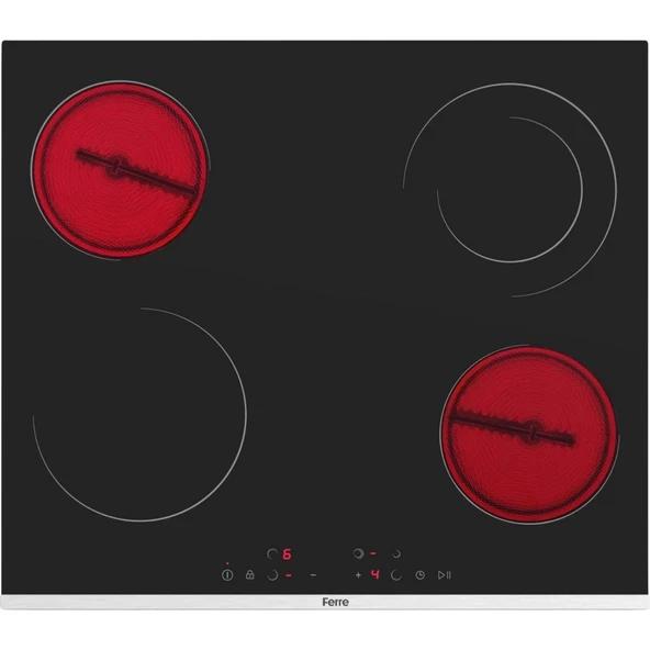 Ferre Ms263 Siyah Vitroseramik Elektrikli Ocak 60 Cm, Çift Halkalı (Dual) Pişirme Gözlü