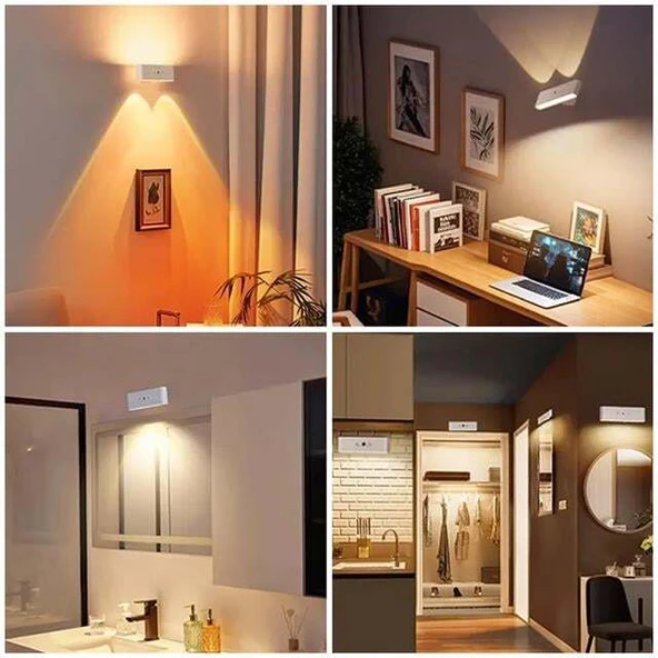 Ledx SK-BD188F Çift Yönlü Hareket Sensörlü Dekoratif Şarjlı Duvar Aplik 2 Mercekli 15 Smd Ledli 3000K-4000K-6500K - Resim 4