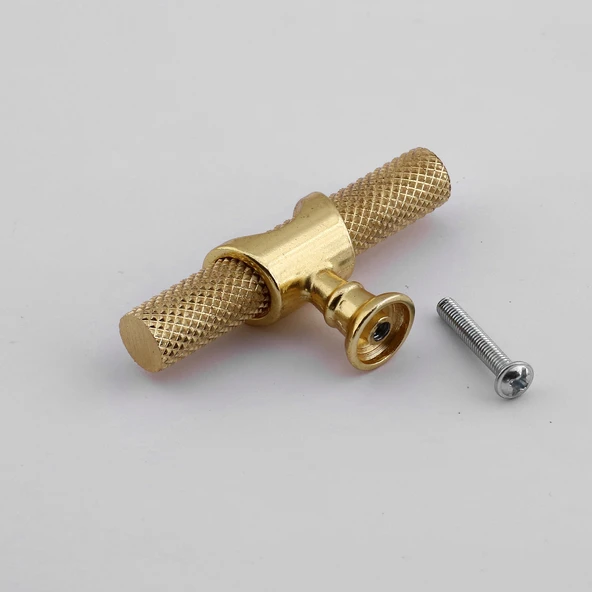 Tek Vidalı Tırtıklı Lüks Gold Düğme Metal Kulp Çekmece Mobilya Mutfak Dolabı Dolap Kulbu Kulplar - Resim 5