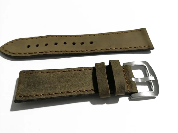 Fado&  Fosil  Uyumlu  Greyzı Deri   Saat Kordonu   22 mm   (276) - Resim 4