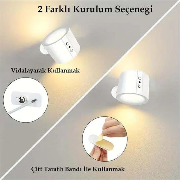 Ledx AL-SK-BD80A Çift Yönlü Kumandalı Duvar Aplik Çalışma Lambası 3000K-4000K-6500K - Resim 3