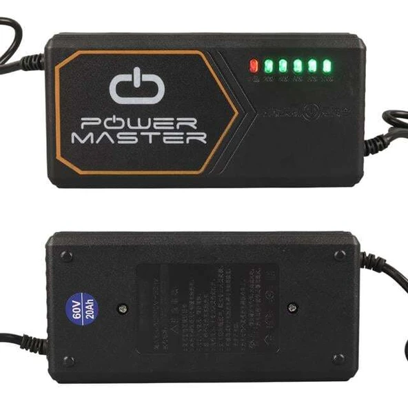 PowerMaster PM-31801 60 Volt - 20 Amper IEC C15 Dişi Uçlu Kapasite Göstergeli Elektrikli Bisiklet Şarj Akü Cihazı (ADJ160-01) - 2