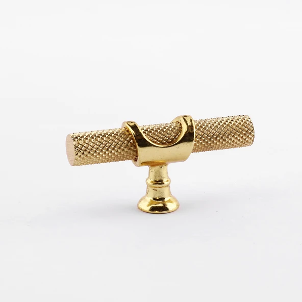 Tek Vidalı Tırtıklı Lüks Gold Düğme Metal Kulp Çekmece Mobilya Mutfak Dolabı Dolap Kulbu Kulplar - Resim 4