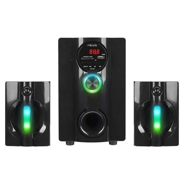 Mikado MD-95BT 20W Siyah Multimedya FM/BT/SD/USB Speaker Hoparlör 2+1 Ses Sistemi - Resim 2