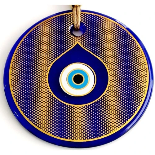 Altın Sarısı Yaldızlı Damla Göz Modelli Cam Duvar Süsü - Resim 2