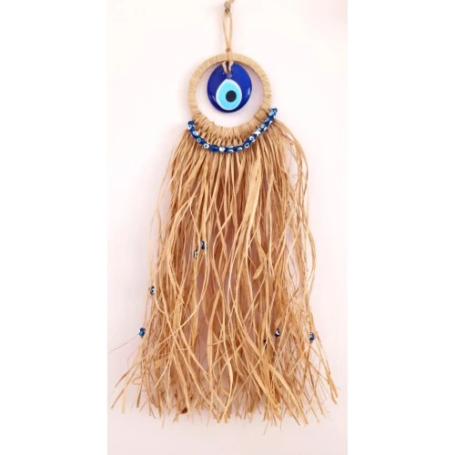 Cam Nazar Boncuklu Rafyalı Mini Duvar Süsü ürün görseli