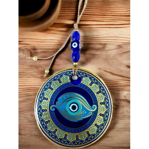 Altın İşlemeli Balık Gözlü Nazar Boncuklu Duvar Süsü - Resim 2