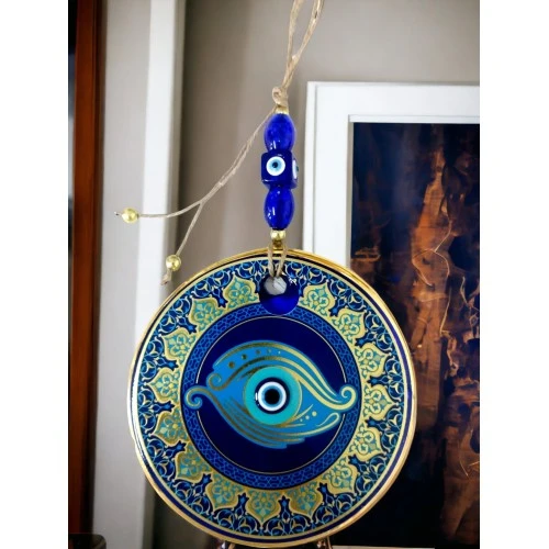 Altın İşlemeli Balık Gözlü Nazar Boncuklu Duvar Süsü - Resim 3