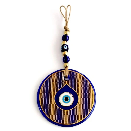 Altın Sarısı Yaldızlı Damla Göz Modelli Cam Duvar Süsü ürün görseli