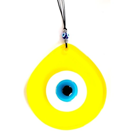 Mavi Nazar Boncuklu Sarı Renk Nazar Boncuklu Damla Desen El Yapımı Duvar Süsü Hediyelik Eşya ürün görseli