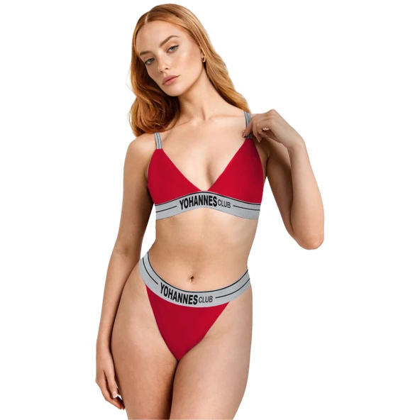 Yohannes Club, Kadın Pamuklu İç Çamaşırı Takımı (Lastik Askılı Sütyen & Lastik Bantlı Tanga Külot) - Resim 4