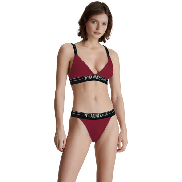 Yohannes Club, Kadın Pamuklu İç Çamaşırı Takımı (Lastik Askılı Sütyen & Lastik Bantlı Tanga Külot) - Resim 7