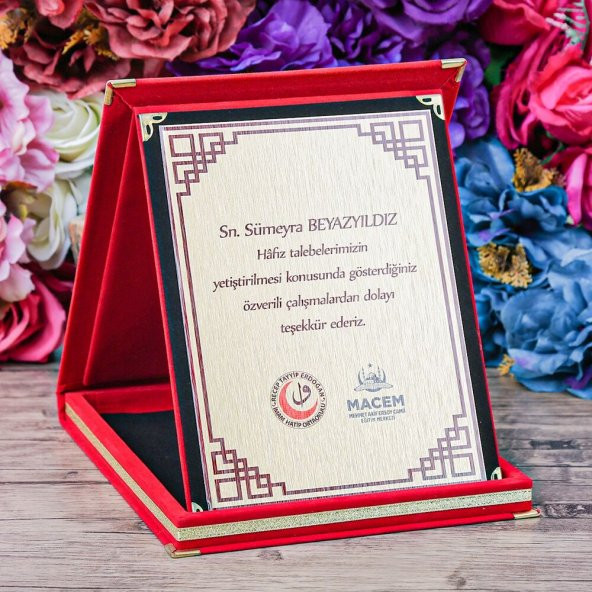 Kişiye Özel Kadife Kaplı Hediye Plaketi (12x16) - 4