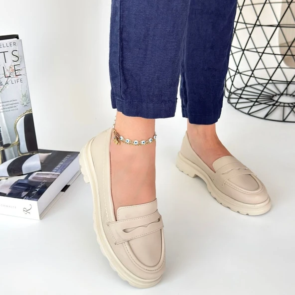 Pabucmarketi Bej Kadın Günlük Ayakkabı - Resim 4