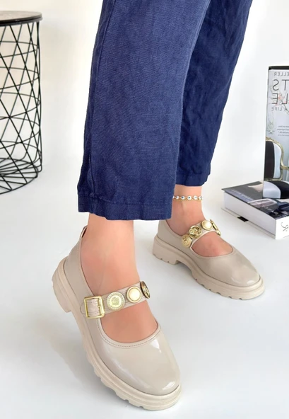 Pabucmarketi Bej Rugan Kadın Günlük Ayakkabı - Resim 2