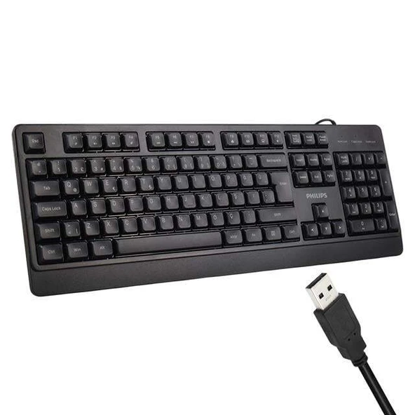 Philips SPK6247B USB 1.2 Metre Kablolu Klasik Siyah Numpadli Türkçe Q Klavye ürün görseli 1