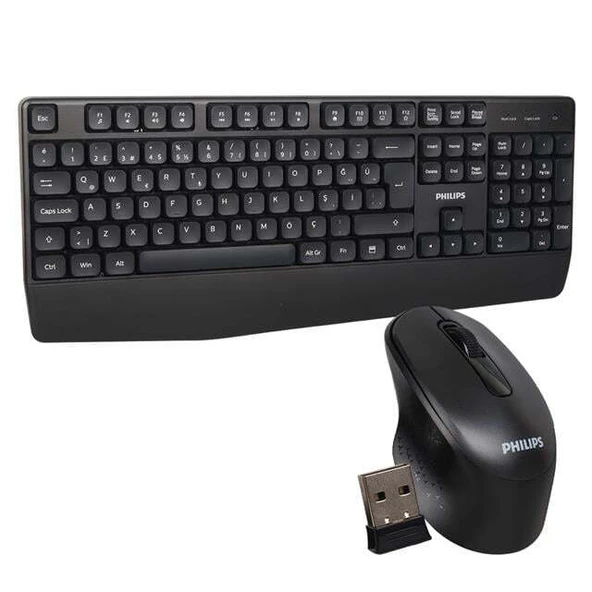 Philips SPT6348B USB Kablosuz Ofis Tipi Siyah Numpadli Türkçe Q Klavye Mouse Seti ürün görseli 1