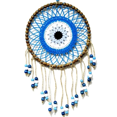 Petrol Mavisi Motifli Renkli Boncuklu El Yapımı Duvar Süsü ürün görseli