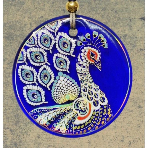 Tavus Kuşu Şekilli Yaldızlı Duvar Süsü Cam Hediyelik Dekor - Resim 2