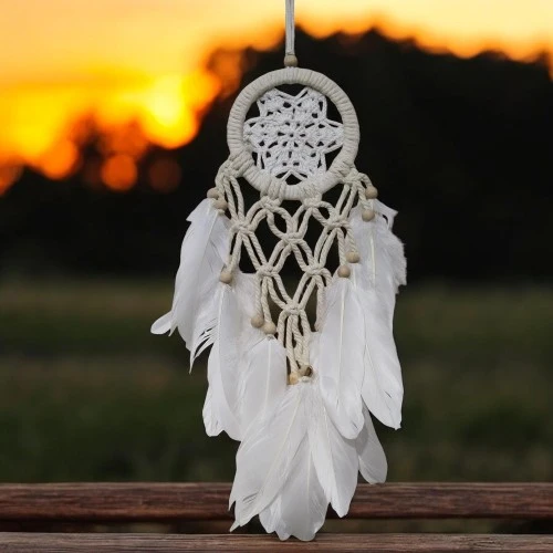 Yıldız Motifli Ekru Renk Düş Kapanı Hediyelik Duvar Süsü - Resim 4